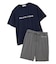 【HOMME】レーヨンロゴTシャツ&ボーダーハーフパンツセット