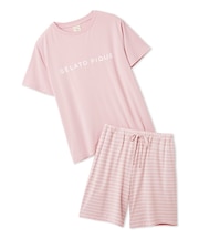 レーヨンロゴTシャツ&ボーダーハーフパンツセット