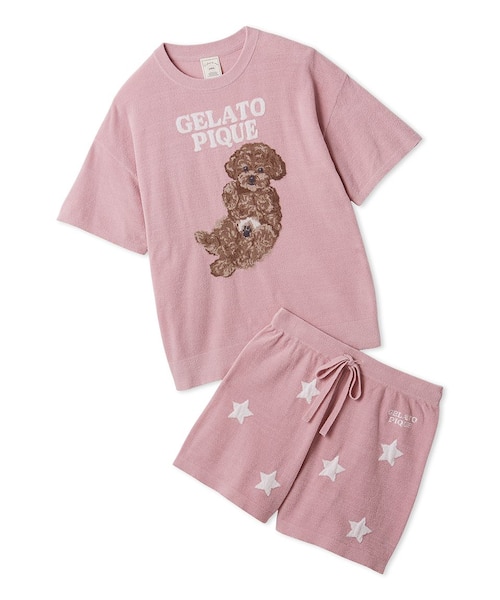 ジェラートピケ　ドッグワンポイントTシャツ＆ショートパンツ　ライトピンク ジェラートピケ ドッグワンポイントTシャツ ライトピンク - メルカリ