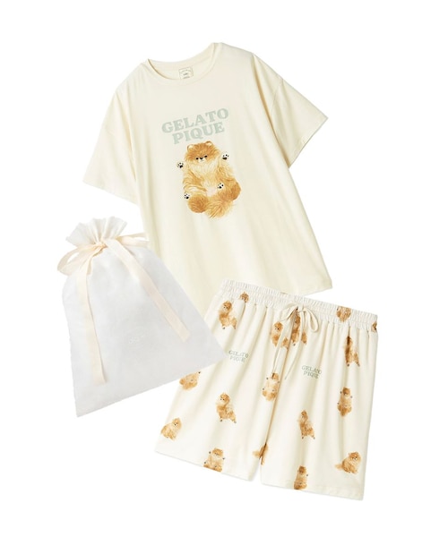 新品　ジェラピケ　ポメラニアン　ドッグワンポイントTシャツ　ショートパンツ ラッピング済み】ドッグワンポイントTシャツ&ショートパンツSET