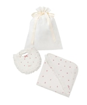 【ラッピング済み】【BABY】ストロベリー柄チュールブランケット&スタイSET