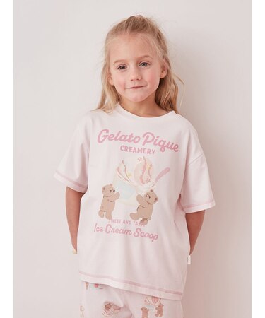 【KIDS】【接触冷感】アイスクリームベアワンポイントTシャツ