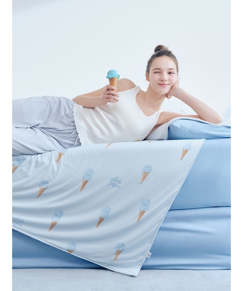 Sleep】【接触冷感】【抗菌防臭】アイス柄 リバーシブルケット