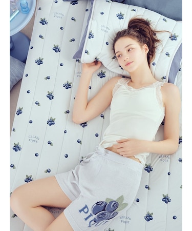 【Sleep】【接触冷感】フルーツ柄敷きパッド(シングル)