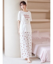 【接触冷感】ハート柄ロングパンツ