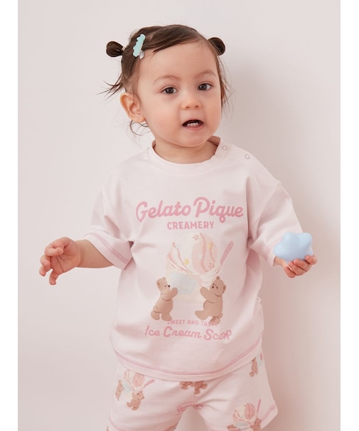 【BABY】【接触冷感】アイスクリームベアワンポイントTシャツ