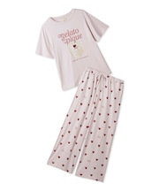 【ONLINE限定】【接触冷感】ケーキワンポイントTシャツ&ハート柄ロングパンツセット