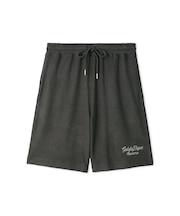 【HOMME】【接触冷感】パイルワンポイントロゴ刺繍ハーフパンツ