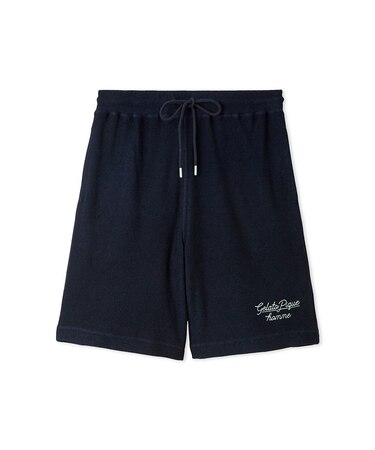 【HOMME】【接触冷感】パイルワンポイントロゴ刺繍ハーフパンツ