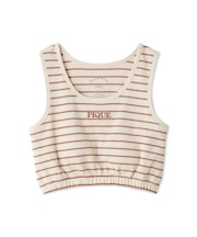 【接触冷感】ワッフルボーダーカップインブラトップ