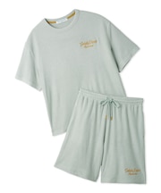 【ONLINE限定】【HOMME】【接触冷感】パイルワンポイントロゴ刺繍プルオーバー&ハーフパンツセット