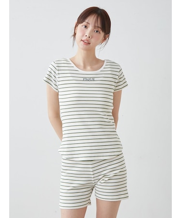 【接触冷感】ワッフルボーダーショートパンツ