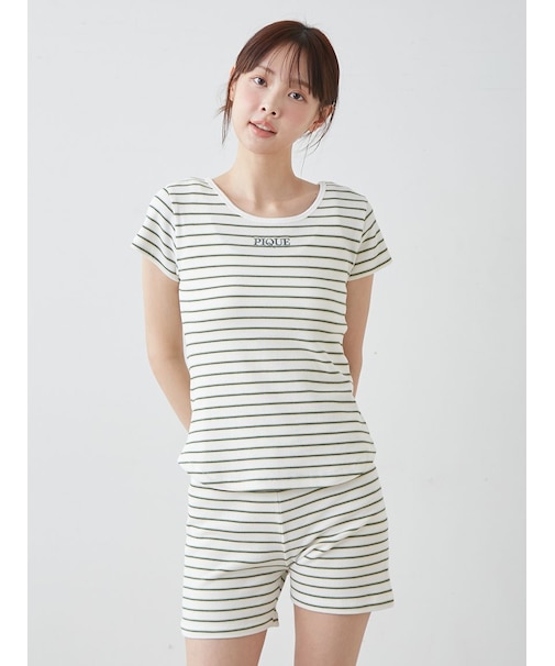 【接触冷感】ワッフルボーダーショートパンツ