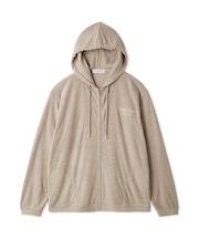 【HOMME】【接触冷感】パイルワンポイントロゴ刺繍パーカ