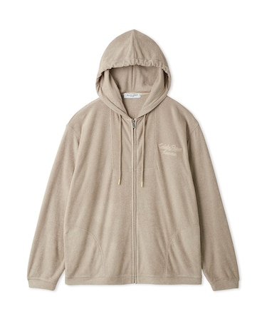 【HOMME】【接触冷感】パイルワンポイントロゴ刺繍パーカ