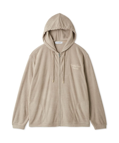 【HOMME】【接触冷感】パイルワンポイントロゴ刺繍パーカ