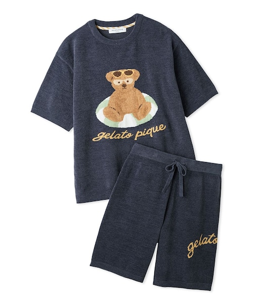 ONLINE限定】【HOMME】 サマーベアジャガードプルオーバー&ロゴ