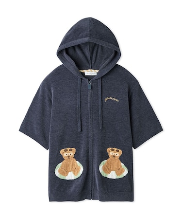 【HOMME】 サマーベアジャガード半袖パーカ