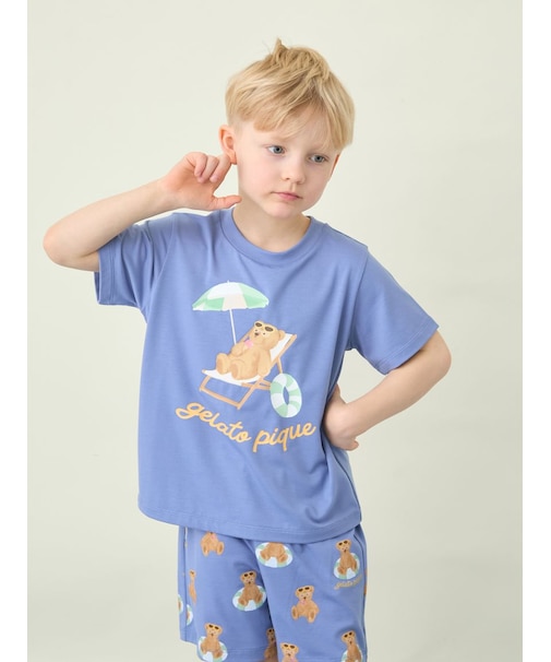 【KIDS】【接触冷感】サマーベアワンポイントTシャツ