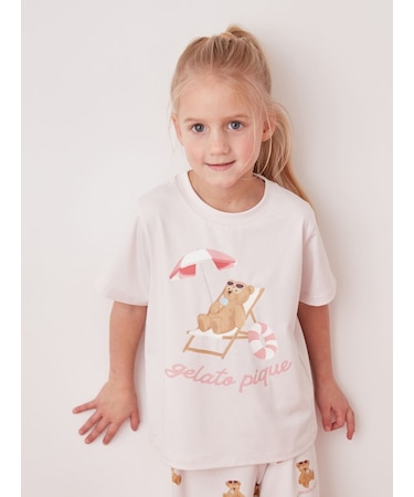 【KIDS】【接触冷感】サマーベアワンポイントTシャツ