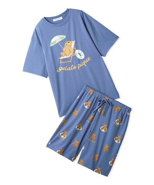 ONLINE限定】【HOMME】【接触冷感】サマーベア柄ワンポイントTシャツ
