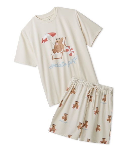 ジェラートピケ ベアワンポイントTシャツ&ショートパンツセット 新品未開封 ONLINE限定】【接触冷感】サマーベア柄ワンポイントTシャツ&ショート