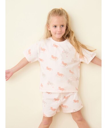 【KIDS】シーサイドキャット柄半袖Tシャツ