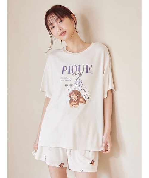 接触冷感】ファッションCATS&DOGS柄ショートパンツ｜ジェラートピケの