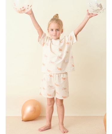 【KIDS】シーサイドキャット柄ショートパンツ