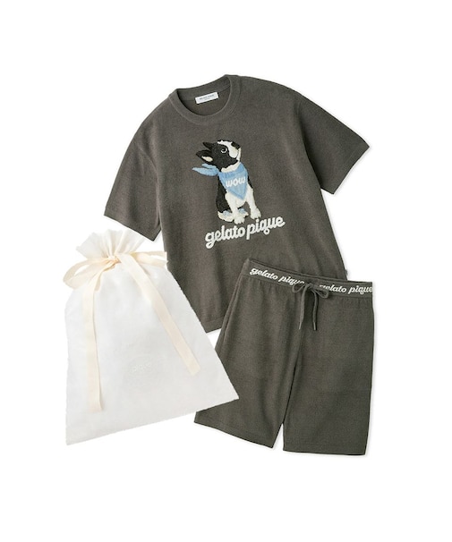 【ラッピング済み】【ONLINE限定】【HOMME】エアリーモコドッグジャガードプルオーバー&ハーフパンツセット