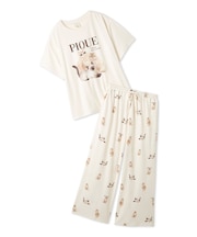 【ONLINE限定】【接触冷感】ファッションCATS&DOGS ワンポイントTシャツ&ロングパンツセット