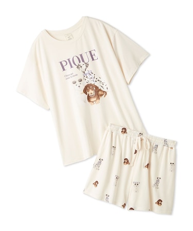 【ONLINE限定】【接触冷感】ファッションCATS&DOGS ワンポイントTシャツ&ショートパンツセット