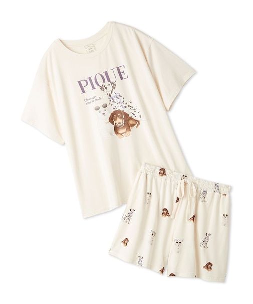 【ONLINE限定】【接触冷感】ファッションCATS&DOGS ワンポイントTシャツ&ショートパンツセット