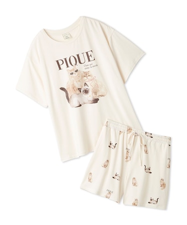 【ONLINE限定】【接触冷感】ファッションCATS&DOGS ワンポイントTシャツ&ショートパンツセット