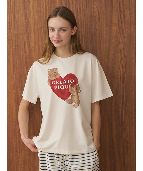 ジェラートピケ 接触冷感 BEAR HEARTワンポイントTシャツ ロングパンツ 接触冷感】BEAR HEARTワンポイントTシャツ｜ジェラートピケの通販