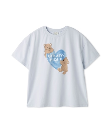 【接触冷感】BEAR　HEARTワンポイントTシャツ