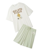 【ONLINE限定】【HOMME】【接触冷感】レーヨンジェラートベアプリントTシャツ&ハーフパンツセット