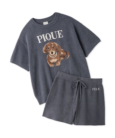 【ONLINE限定】ファッションCATS&DOGS ジャガードプルオーバー&細リブショートパンツセット