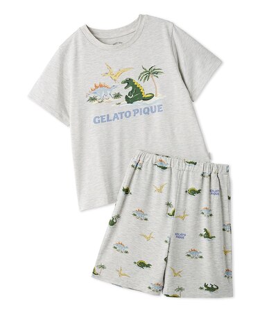 【JUNIOR】【接触冷感】スリーピングダイナソーTシャツ&柄ショートパンツセット