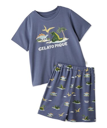 【JUNIOR】【接触冷感】スリーピングダイナソーTシャツ&柄ショートパンツセット
