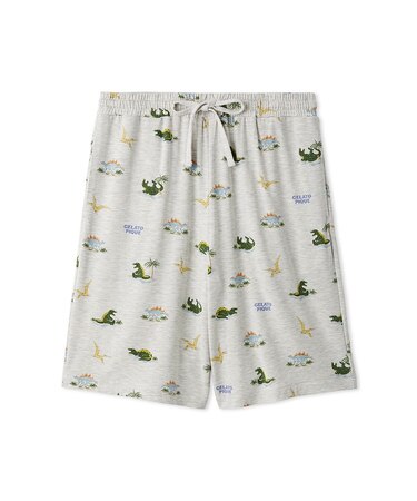【HOMME】【接触冷感】スリーピングダイナソー柄ハーフパンツ