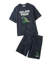 【ONLINE限定】【HOMME】エアリーモコスリーピングダイナソージャガードプルオーバー&ハーフパンツセット