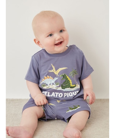 【BABY】【接触冷感】スリーピングダイナソーワンポイントTシャツ