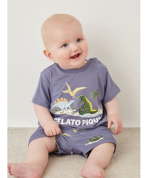 【BABY】【接触冷感】スリーピングダイナソーワンポイントTシャツ