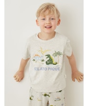 【KIDS】【接触冷感】スリーピングダイナソーワンポイントTシャツ