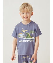 【KIDS】【接触冷感】スリーピングダイナソーワンポイントTシャツ