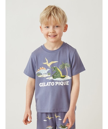 【KIDS】【接触冷感】スリーピングダイナソーワンポイントTシャツ