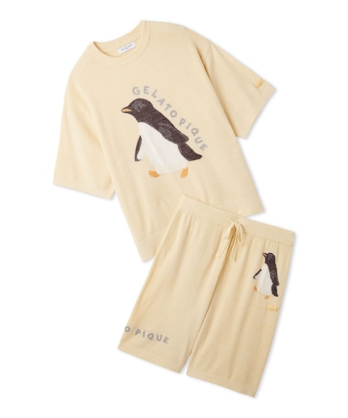 【ONLINE限定】【HOMME】【接触冷感】スムーズィーliteシーアニマルジャガードプルオーバー&ハーフパンツセット