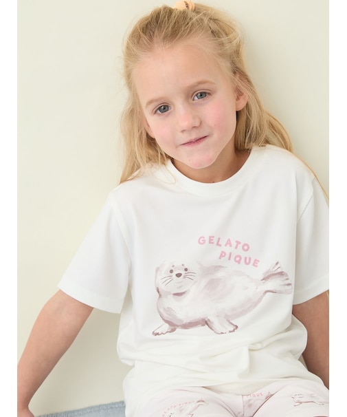 【KIDS】【接触冷感】シーアニマル柄ワンポイントTシャツ