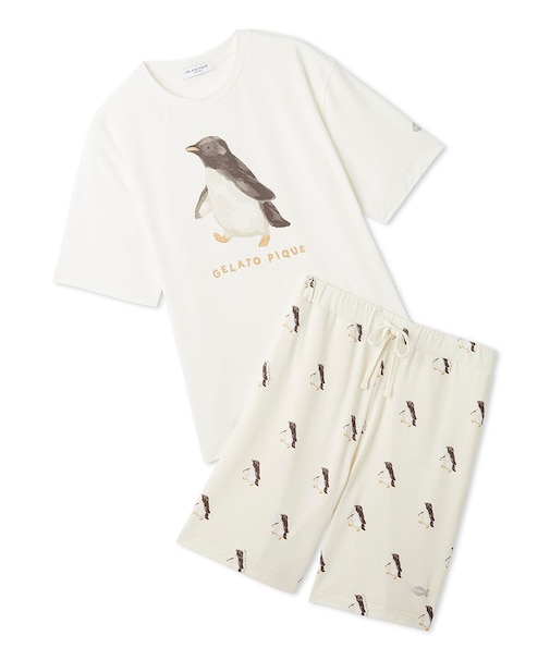 【ONLINE限定】【HOMME】【接触冷感】シーアニマル柄ワンポイントTシャツ&ハーフパンツセット